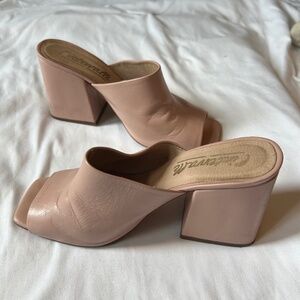 L’Intervalle Pelham Camel Leather Block Heel Sandal Sz 38 Blush Pink GUC